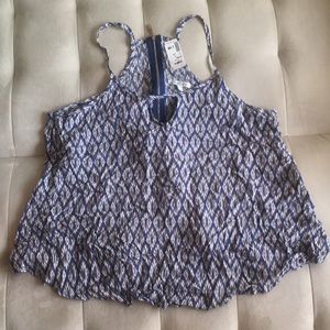 Blue and White Top with zipper detailing